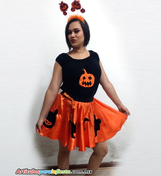 Disfraz para Mujer tipo Calabaza para Halloweencon Grecas